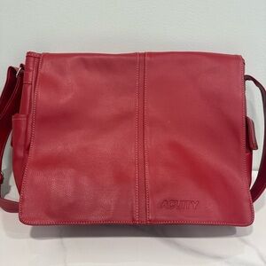 ACUITY Red Leather Messenger Bag